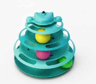 3-Level Orbital Ball Track Cat Toy with Feather Topper